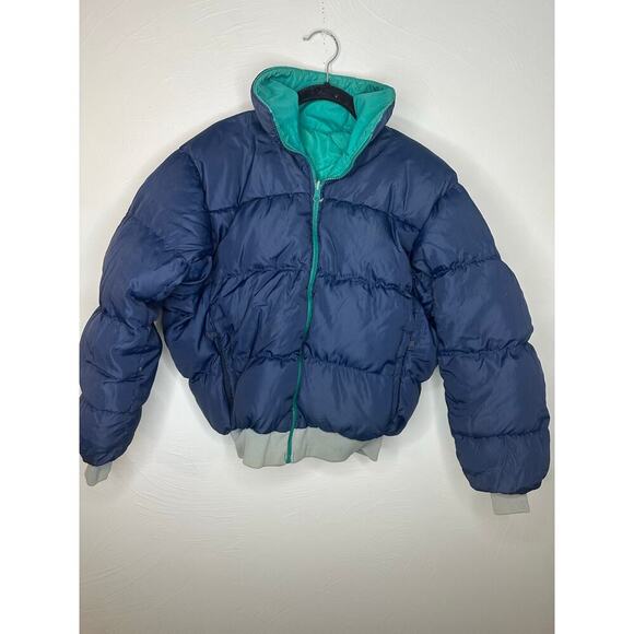 Columbia Vintage Whirlibird Reversible Puffer Jacket Men's Small Blue Feather - Picture 2 of 8